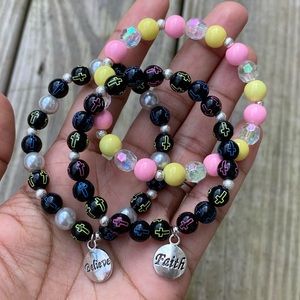 Handmade Christian Faith Beaded Charm Bracelets